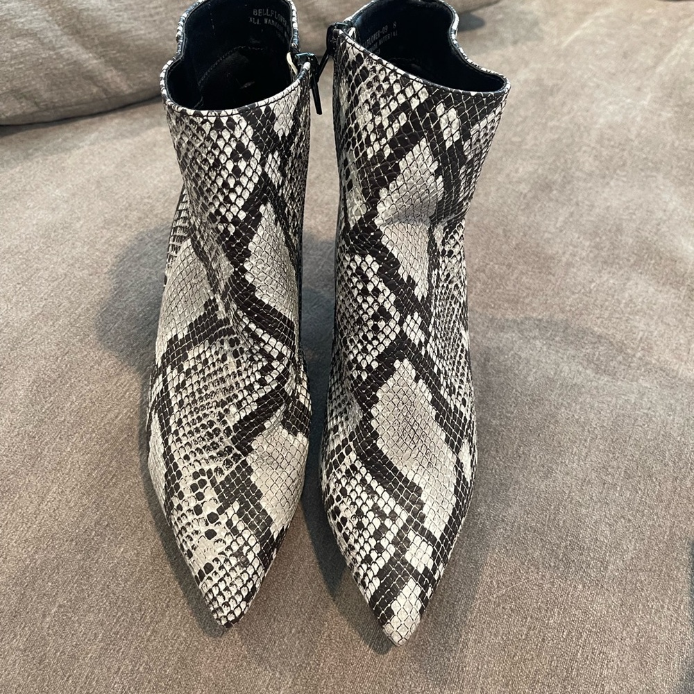 Snakeskin Ankle Boots - Black and White